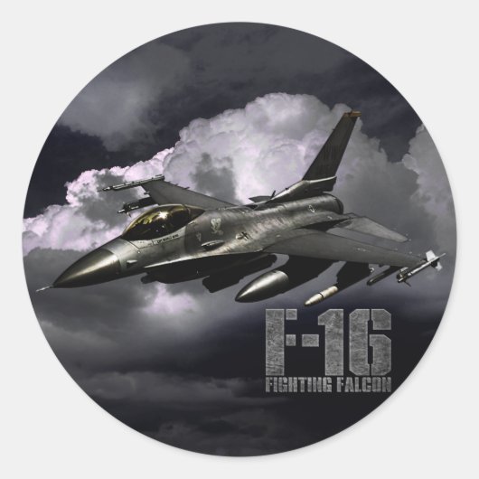 F-16 Strijd tegen valk Ronde Sticker (Voorkant)