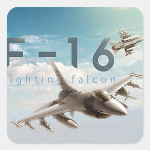F-16 Strijd tegen valk Vierkante Sticker