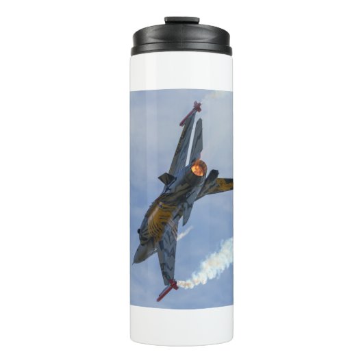 F-16 tijger draait en verbrandt acrylafdrukken thermosbeker (Voorkant)