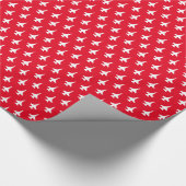F-16 Viper Jet Pattern White op Red Cadeaupapier (Hoek)
