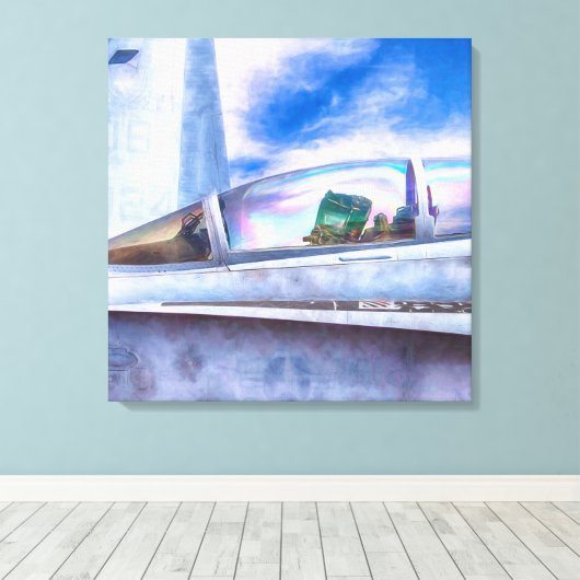 F-18 HORNETFIGHTER JET EENVOUDIG CANVAS AFDRUK (Insitu (Houten vloer))