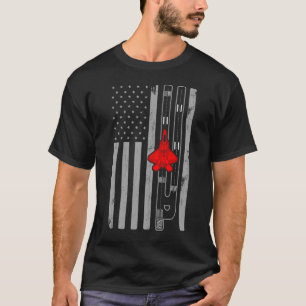 F-22 Raptor Fighter Jet American Flag Runway F22 T-shirt