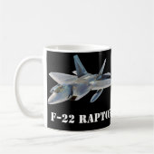 F-22 Raptor gevechtsvliegtuig op zwart Koffiemok (Links)