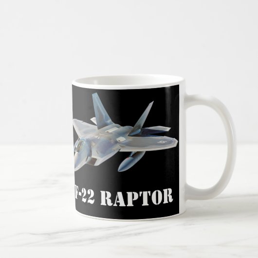 F-22 Raptor gevechtsvliegtuig op zwart Koffiemok (Rechts)