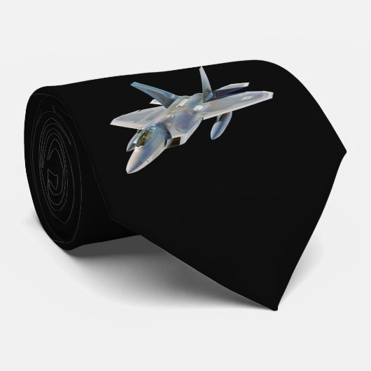 F-22 Raptor gevechtsvliegtuig op zwart Stropdas (Opgerold)