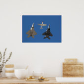 F-22 Raptor, P-51 Mustang en F-15 Eagle Poster (Keuken)