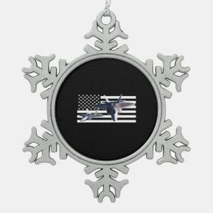 F-22 (Zwarte vlag) Tin Sneeuwvlok Ornament