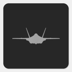 F-35 A JSF Lightning II Vliegtuig Silhouette en Tr Vierkante Sticker