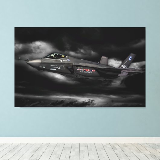 F-35 bliksem II Canvas Afdruk (Insitu (Houten vloer))