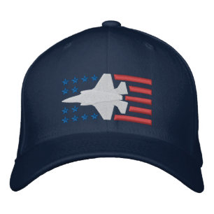 F-35 Fighter Jet Stars and Stripes in Red White Geborduurde Pet