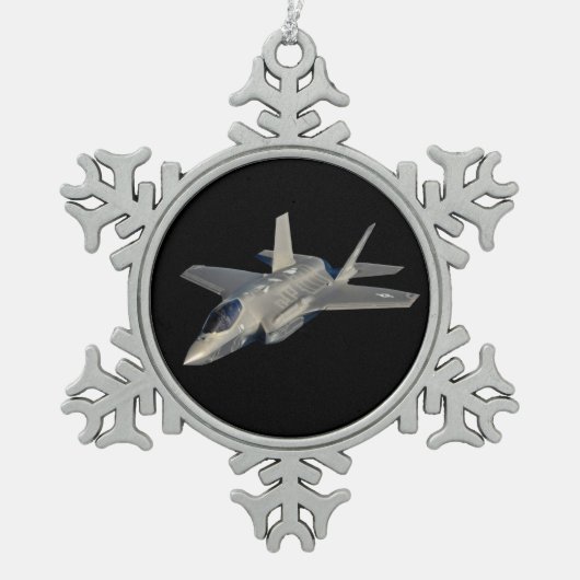 F-35 Lightning II Panther Jet Fighter Tin Sneeuwvlok Ornament (Voorkant)