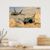 F-4 FANTOM- en F-22-RAPTOR-FORMATIEVLICHT Poster (Keuken)