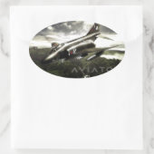 F-4 Phantom Fighter Jet Ovale Sticker (Tas)