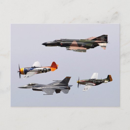 F-4 Phantom, P-47 Thunderbolt, F-16 Fighting Falco Briefkaart (Voorkant)