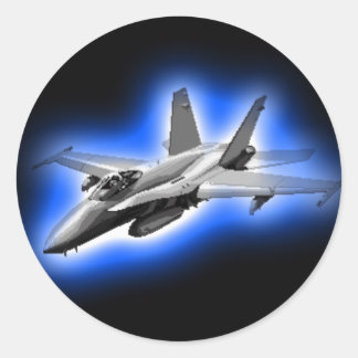 F/A-18 Hornet Fighter Jet Light Blue Ronde Sticker