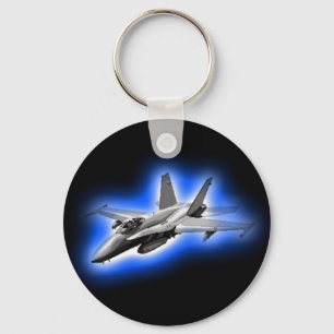 F/A-18 Hornet Fighter Jet Light Blue Sleutelhanger
