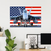 F/A-18 SUPER HORNET US FLAG POSTER (Thuiskantoor)