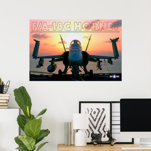 F/A-18C HORNET SUNSET POSTER (Thuiskantoor)