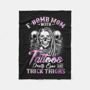 F-bom mam met Tattoos  ogen en dik ding Fleece Deken