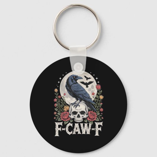 F-Caw-F Bird Crow Funny Crow Bird Cawing Grunge Re Sleutelhanger (Voorkant)