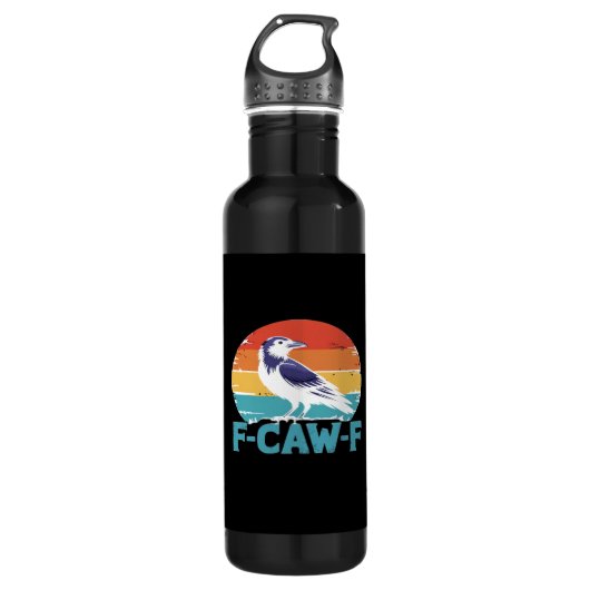 F-Caw-F Bird Crow Funny Crow Lover Aesthetic Style Waterfles (Voorkant)