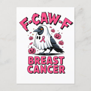 F-CAW-F Borstkanker Grappig Borstkanker Kraai Aankondigingskaart