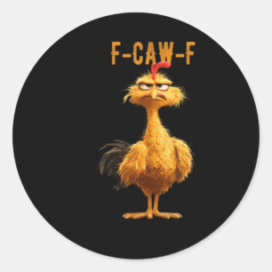 F-Caw-F Chicken Classic Retro Stijl Ronde Sticker
