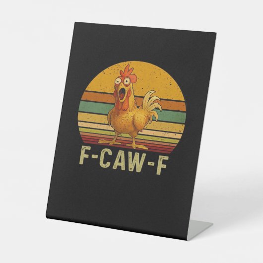 F-Caw-F Chicken Essential Retro Classic Reclamebord Met Voetstuk (Voorkant)