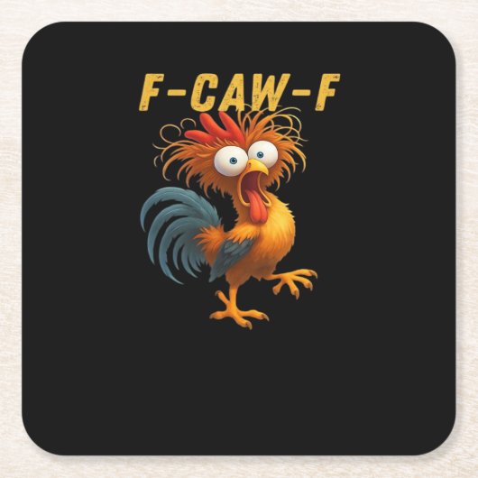 F-Caw-F-Chicken Essential Retro Classic Vierkante Kartonnen Onderzetter (Voorkant)