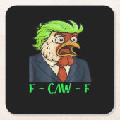 F-Caw-F Chicken Essential Simple Clean Vierkante Kartonnen Onderzetter (Voorkant)
