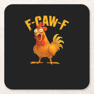 F-Caw-F-Chicken Essentiële Vintage Cool Vierkante Kartonnen Onderzetter