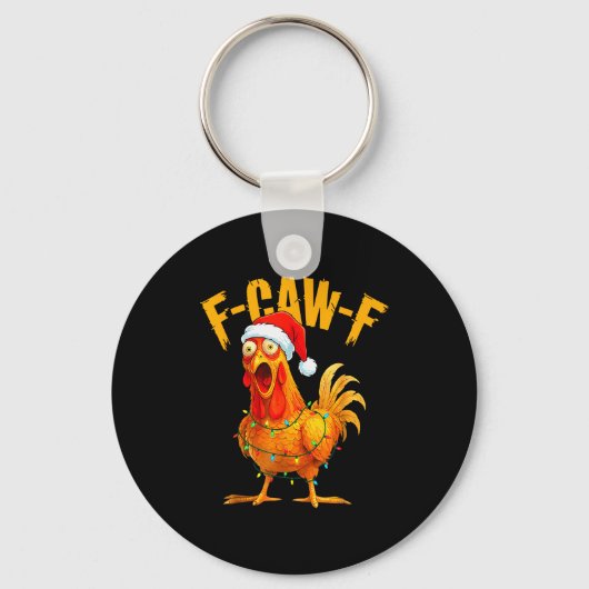 F-caw-f Chicken Fcawf Chicken Christmas Light Sant Sleutelhanger (Voorkant)