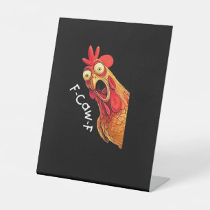 F-Caw-F-Chicken Klassieke Vintage Grafiek Reclamebord Met Voetstuk