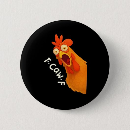 F-Caw-F Chicken Retro Classic Ronde Button 5,7 Cm (Voorkant)