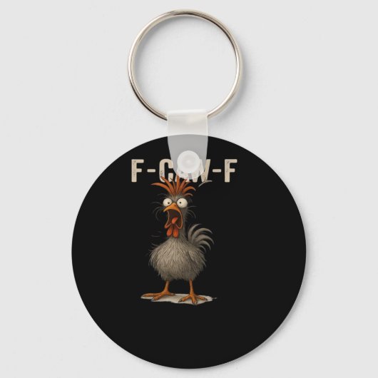 F-Caw-F Chicken Retro Classic Sleutelhanger (Voorkant)