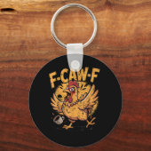 F-Caw-F Coffee Chicken Rooster Funny Bird F-Caw-F Sleutelhanger (Voorkant)