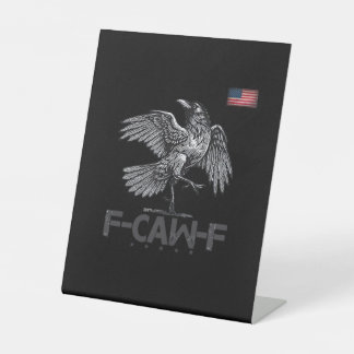 F-Caw-F Cow Funny Bird USA Vintage Flag Funny Humo Reclamebord Met Voetstuk