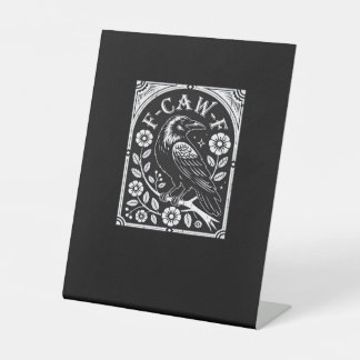 F-Caw-F Crow Aesthetic Casual Reclamebord Met Voetstuk
