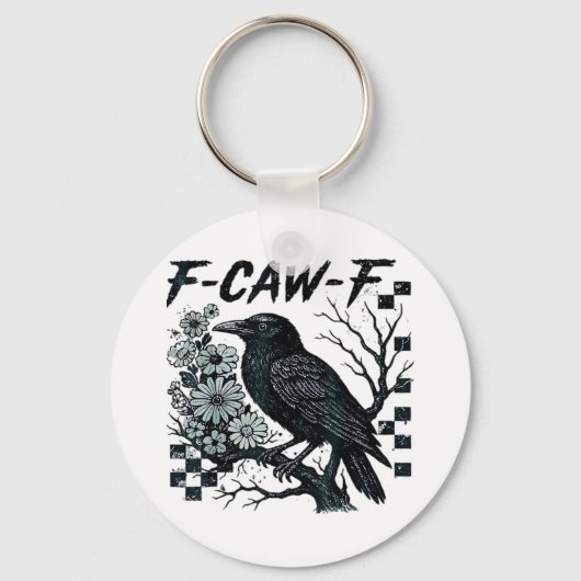 F-Caw-F Crow Bird Retro Classic Sleutelhanger (Voorkant)