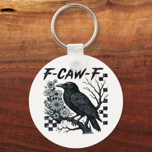 F-Caw-F Crow Bird Retro Classic Sleutelhanger (Voorkant)