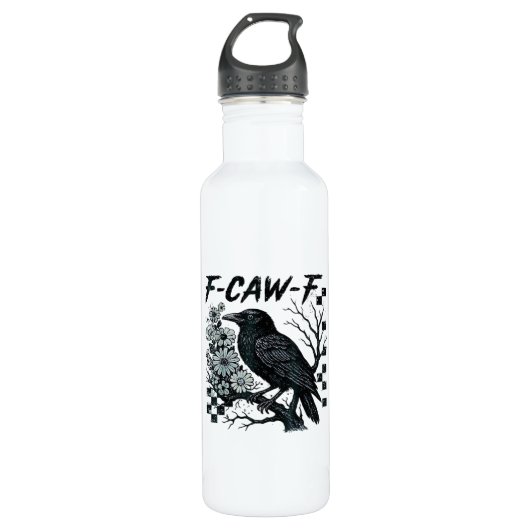 F-Caw-F Crow Bird Retro Classic Waterfles (Voorkant)