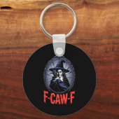 F-caw-f Crow Funny Gothic Moon Black Bird Hallowee Sleutelhanger (Voorkant)