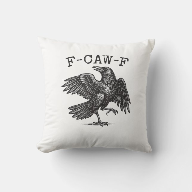 F-Caw-F Crow Pun Funny Bird Cawing Grunge Retro Cl Kussen (Voorkant)