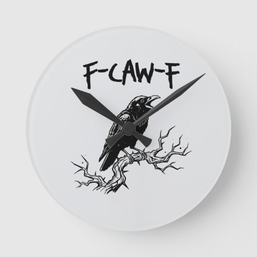 f-caw-f crow raven pun ronde klok (Voorkant)