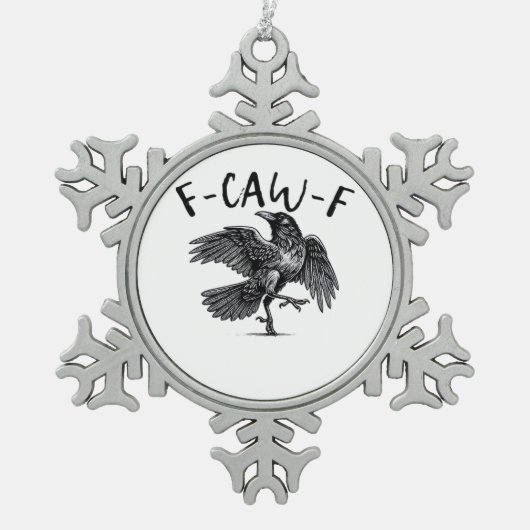 F Caw F Crow Retro Classic Style Tin Sneeuwvlok Ornament (Voorkant)