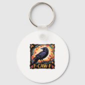 F-caw-f Crow Spooky Halloween Fall Leaves Thanksgi Sleutelhanger (Voorkant)