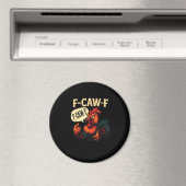 F Caw F Funny Angry Rooster Graphic Retro Style Magneet (Insitu (Vaatwasser))