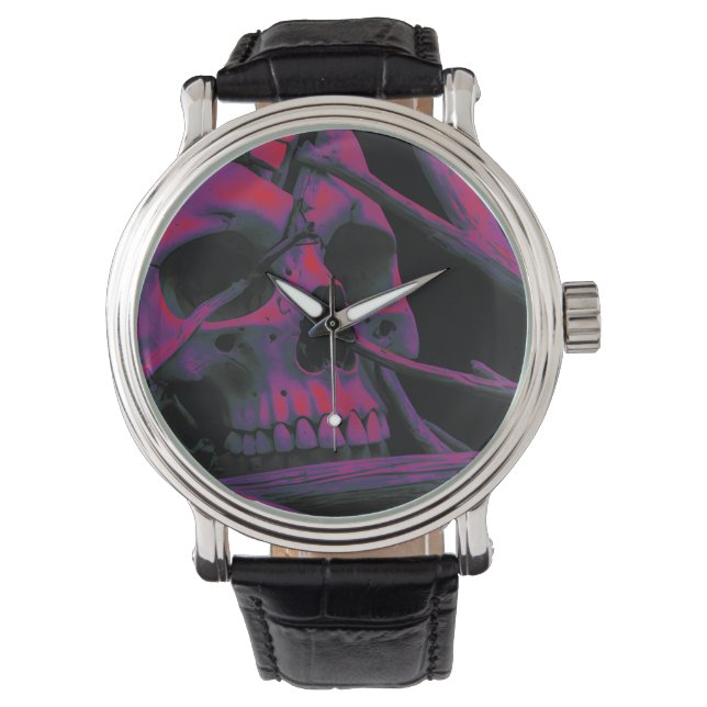 F-CAW-F Funny Black Crow Bird Horloge (Voorkant)