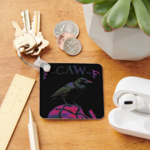F-CAW-F Funny Black Crow Bird Sleutelhanger