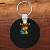 F-caw-f Funny Chicken Cket Humor Quote Rooster Mem Sleutelhanger (Voorkant)